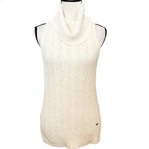 Hollister California Cream Sleeveless Turtleneck Knit Tunic Sweater Size S